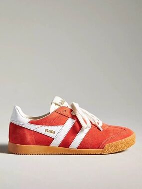 Gola Red Suede Trainer with White Stripes